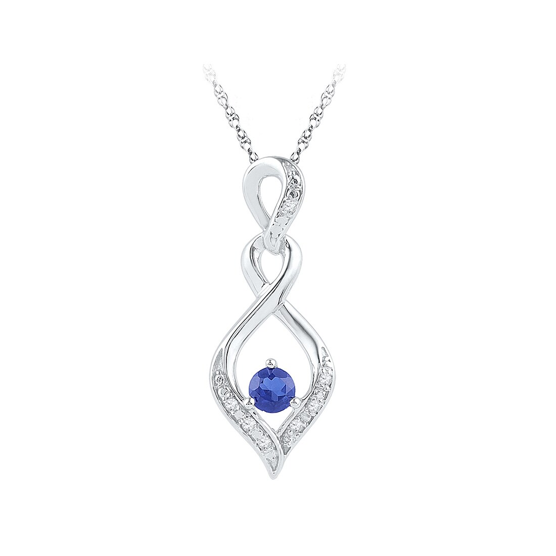 Gem And Harmony Lab Created Sapphire 1/6 Carat (ctw) Infinity Pendant Necklace in Sterling Silver