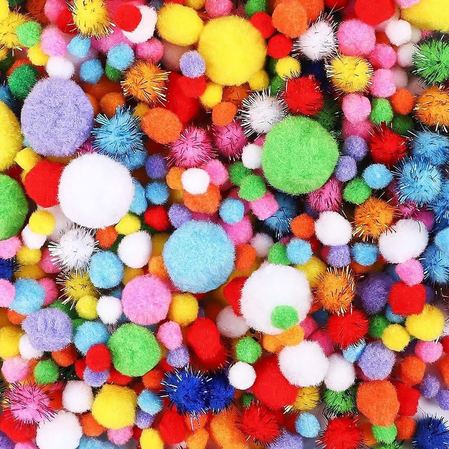 1000pcs Multicolor Pom Pom Balls, Assorted Sizes &#x26; Colors Pompoms for Arts and Craft Making Decorations