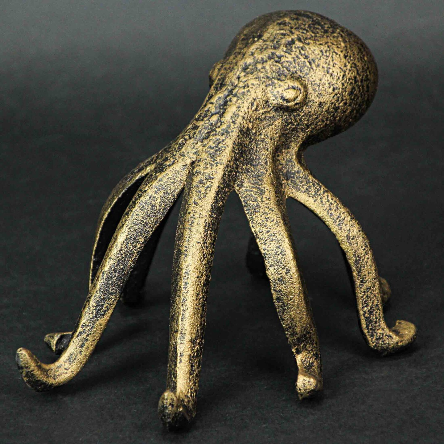 Antique Gold Cast Iron Octopus Phone Holder Stand Decorative Bookend Home Decor