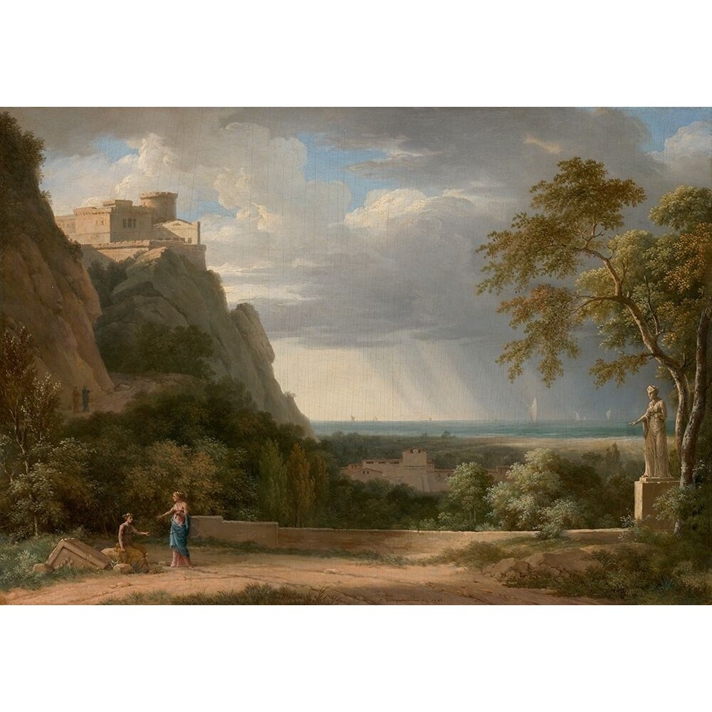 Classical Landscape With Figures And Sculpture Poster Print By Pierre-Henri De Valenciennes