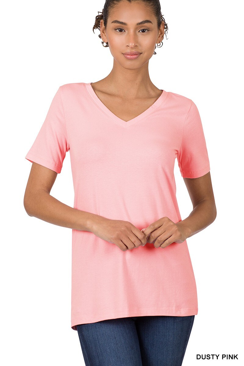 ZENANA&#xAE; Cotton V-Neck Short Sleeve T-Shirts