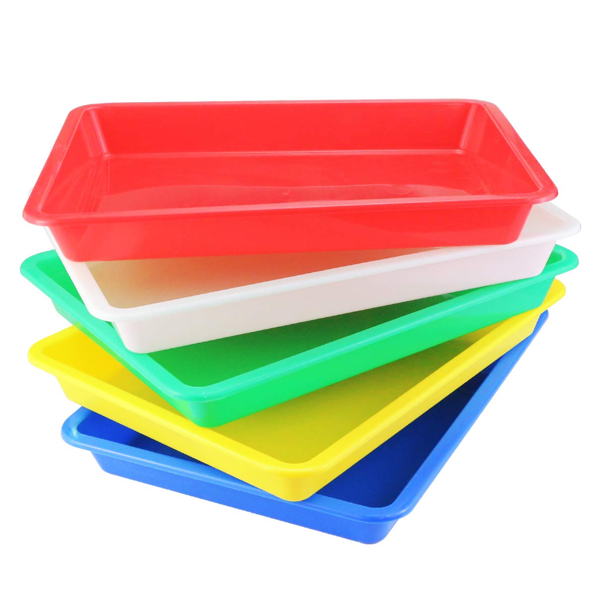 5 Pack Multicolor Plastic Art Trays - Activity Tray Crafts Organizer Tray Serving Tray for School Home Art and Crafts, DIY Projects, Painting, Beads, Organizing Supply, 5 Color