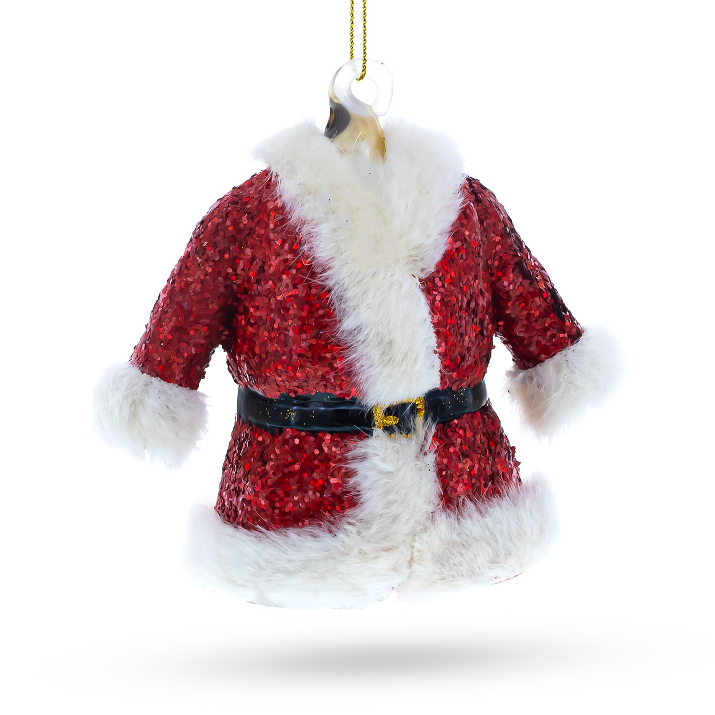Santa&#x2019;s Red Coat Glass Christmas Ornament