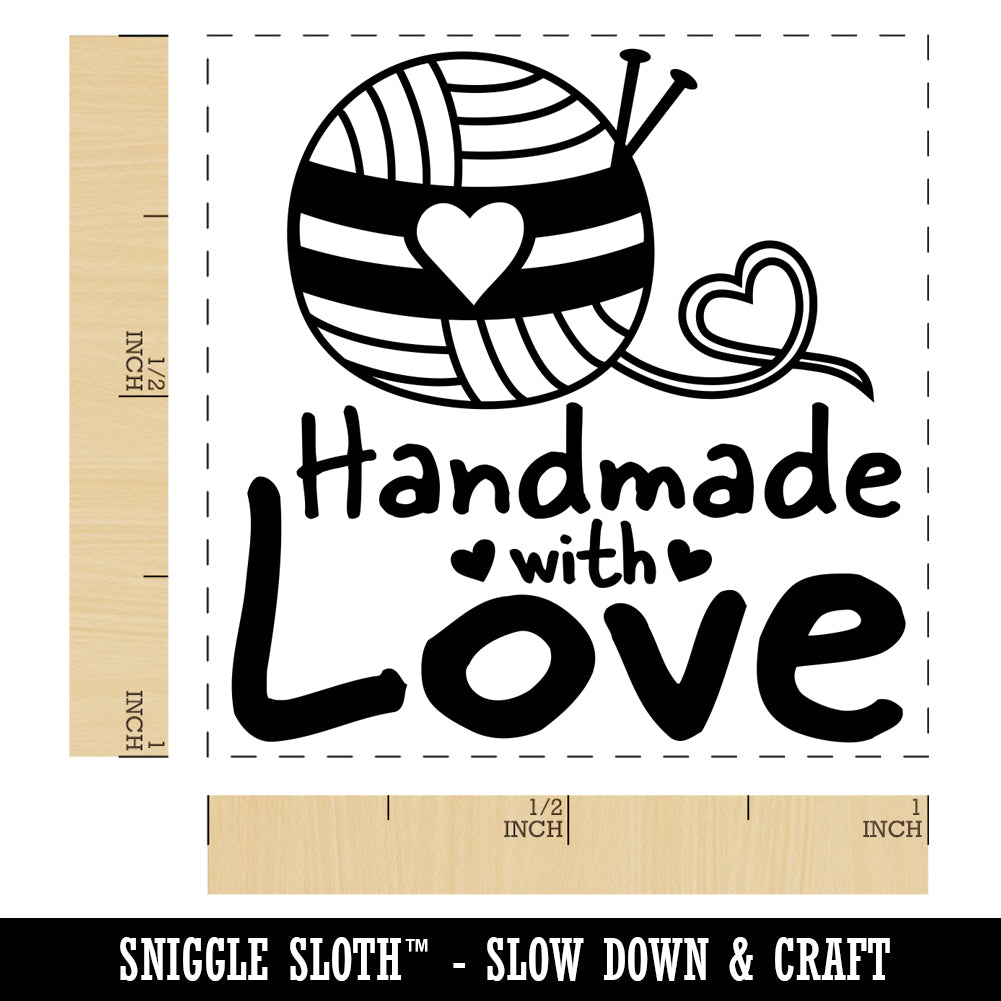 Handmade With Love Knitting Yarn Self-Inking Rubber Stamp Ink Stamper
