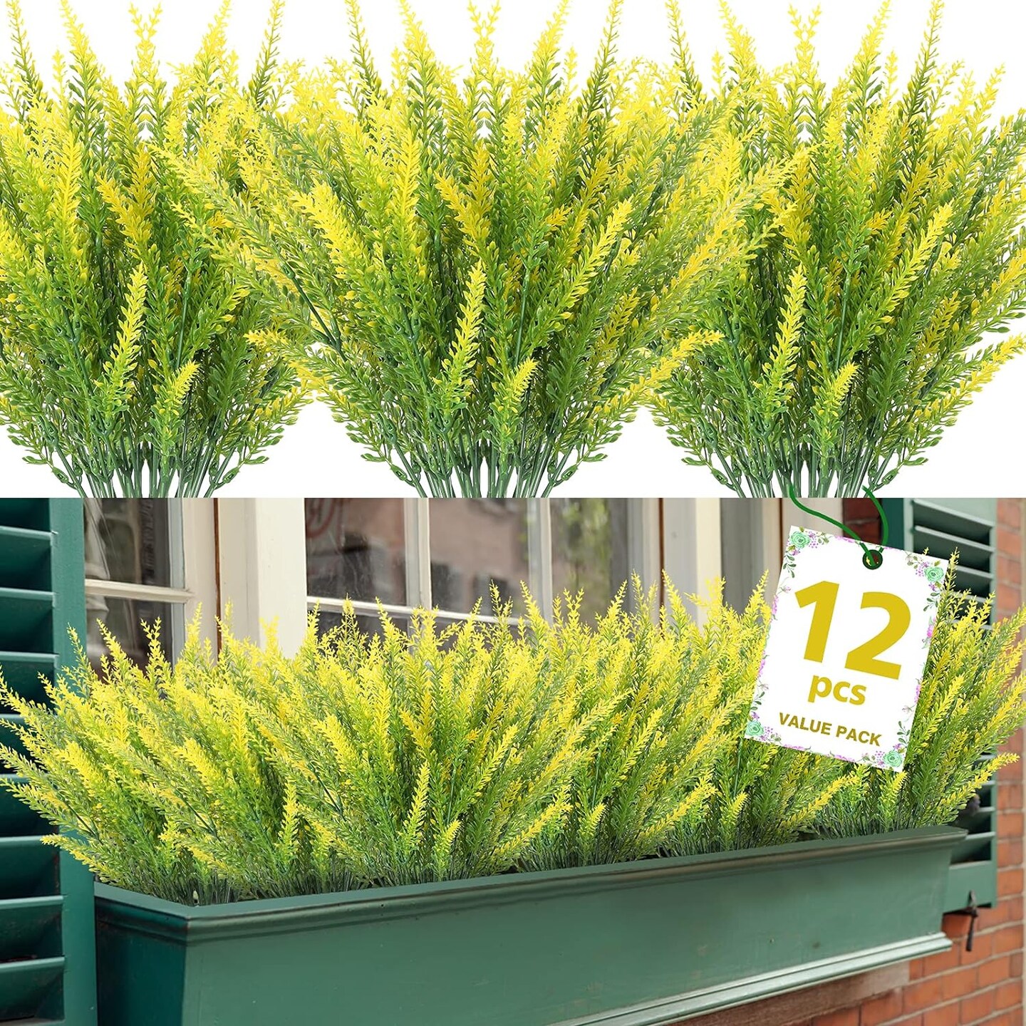 12 Bundles of UV Resistant Artificial Plants for Outdoor Décor