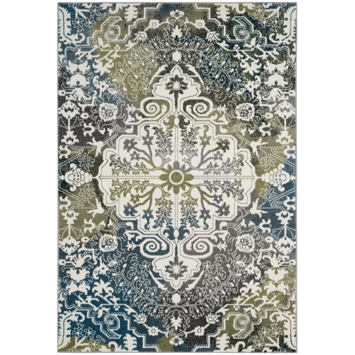 SAFAVIEH Watercolor WTC669B Ivory/Peacock Blue Rug
