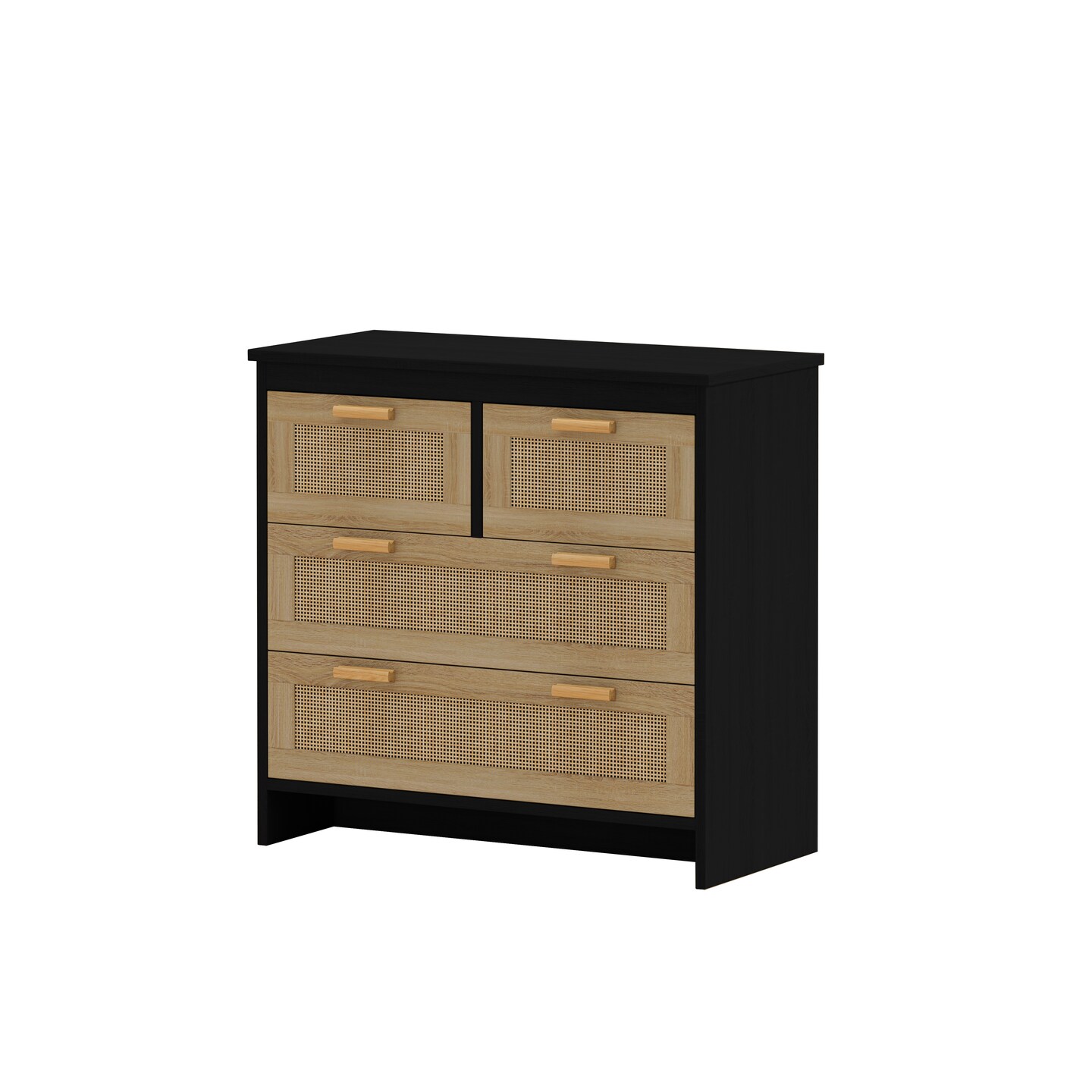 4-Drawer Rattan Wood Cabinet | Stylish Storage