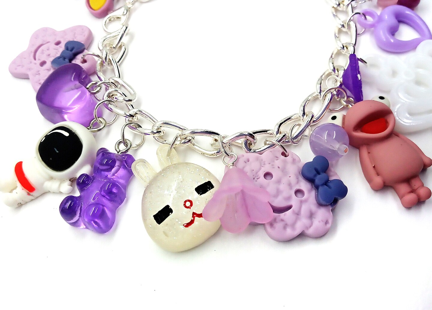 Easy Charm Bracelet Kit, Cute Chunky Charms in Purple, up to 7.5&#x22;, Adorabilities