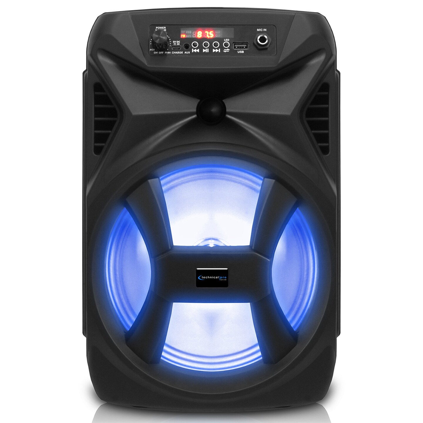 Technical Pro 8 Inch Bluetooth Speaker 500 Watts Led Woofer And Tweeter Black