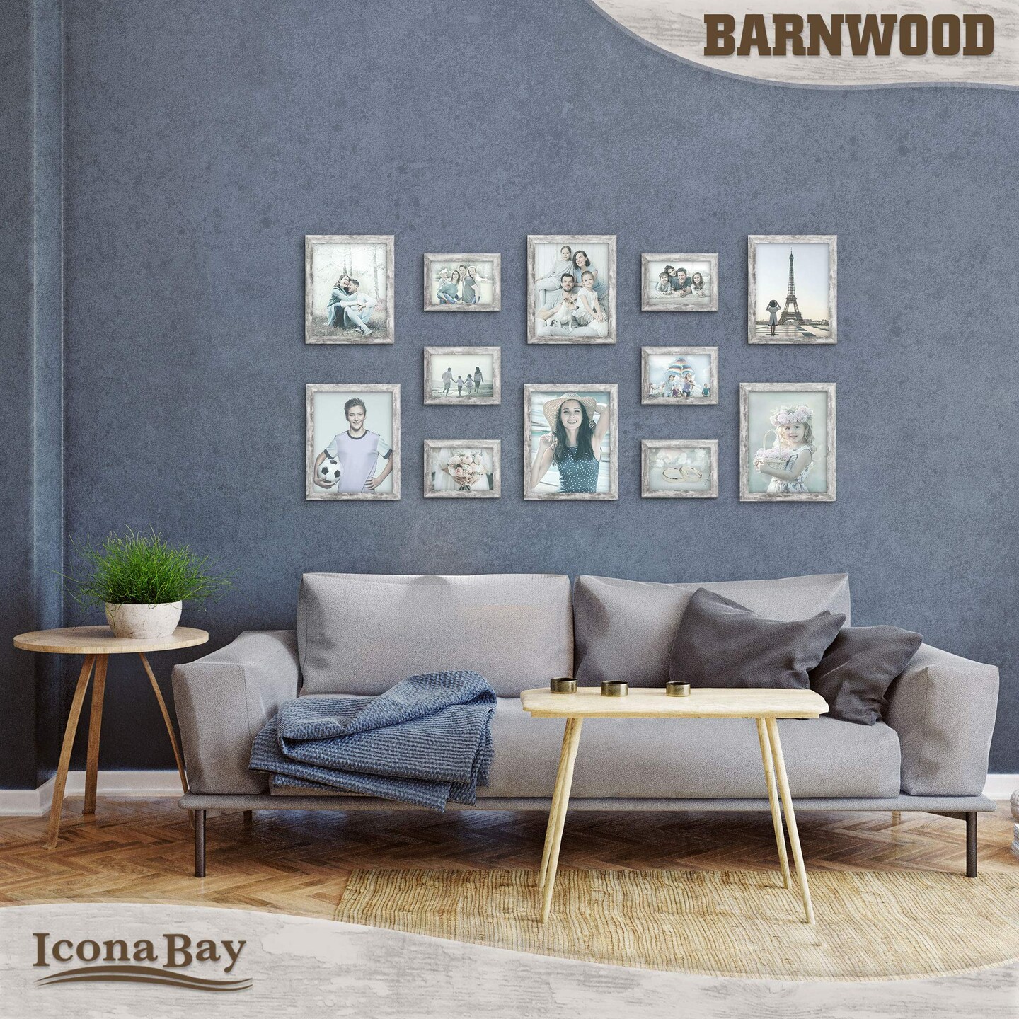 8x10 Pony Gray Picture Frame, Country Rustic Style 8 x 10 Photo Frame, Table Top or Wall Mount, Barnwood Collection