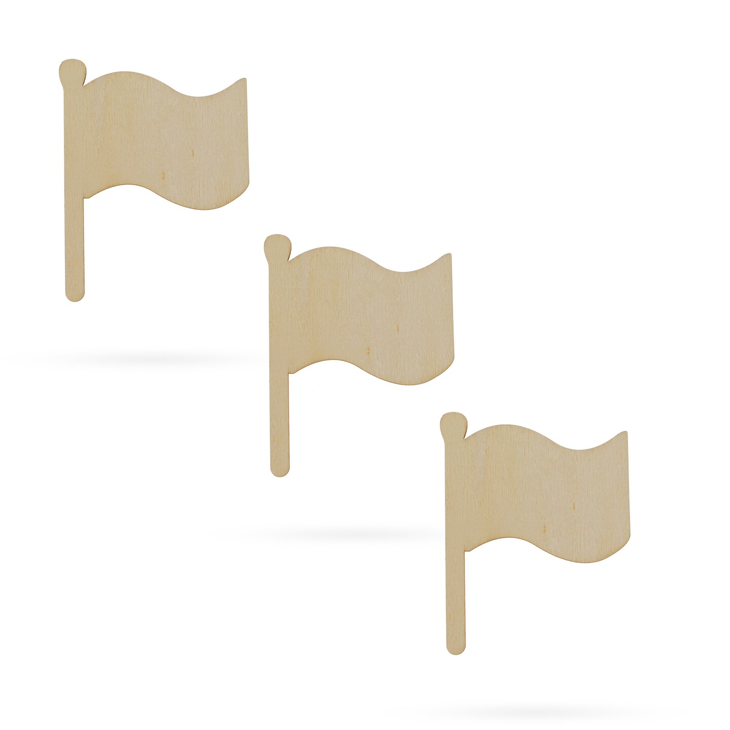 3 Flags Unfinished Wooden Shapes Craft Cutouts DIY Unpainted 3D Plaques 4 Inches