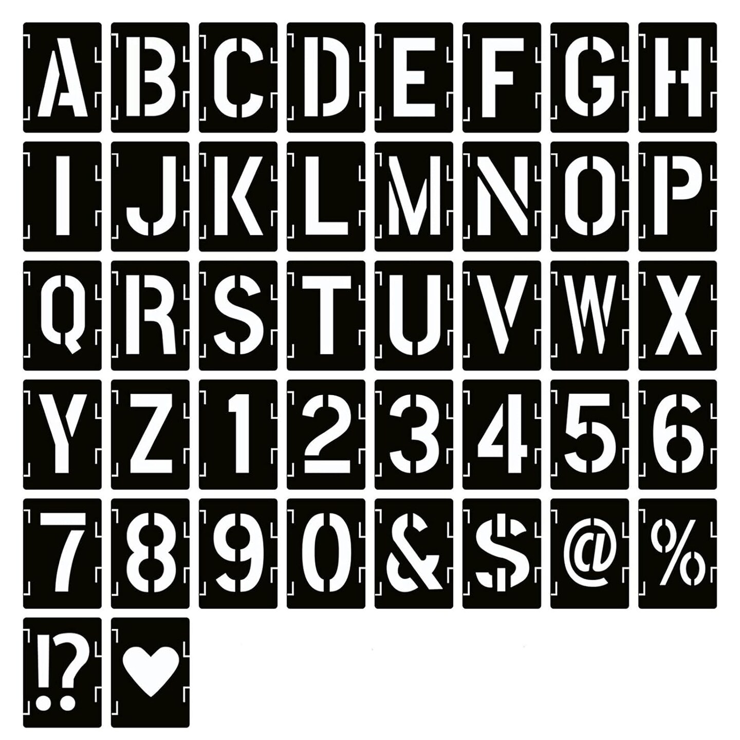 3 Inch Letter Stencils Symbol Numbers Craft Stencils, 42 Pcs Reusable Alphabet Templates Interlocking Stencil Kit for Painting on Wood, Wall, Fabric, Rock, Chalkboard, Sign, DIY Art Projects