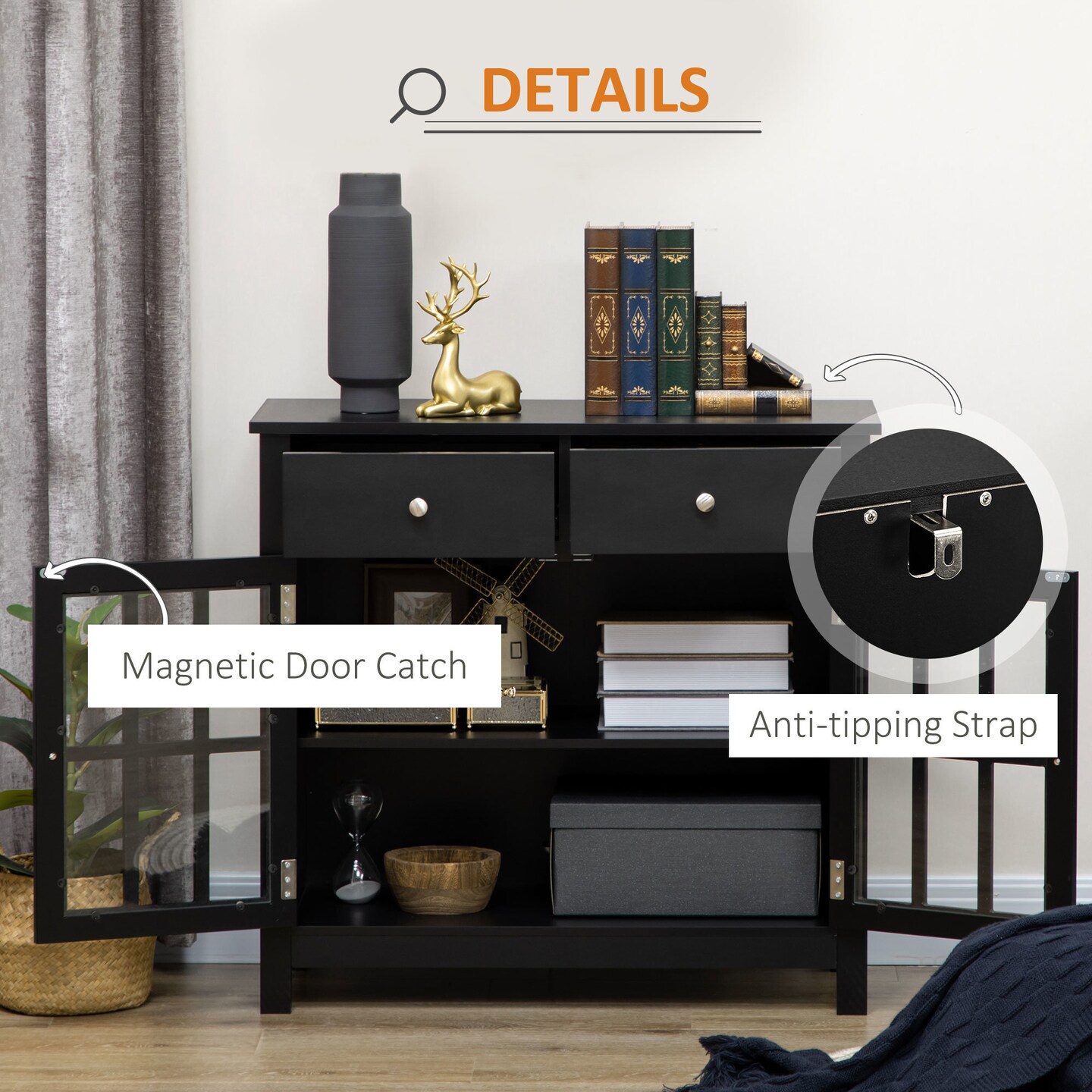 Stylish Glass-Door Buffet Cabinet | 56.1 | Streamline Your Space