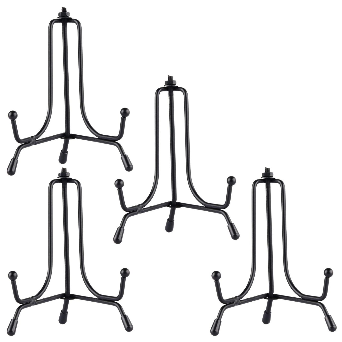 Mocoosy 4 Pack Improved Anti-Slip Plate Stands for Display, 4 Inch Plate Holder Display Stand, Picture Frame Holder Stand, Black Iron Easel Stands for Photo, Decorative Plate and Tabletop Arts