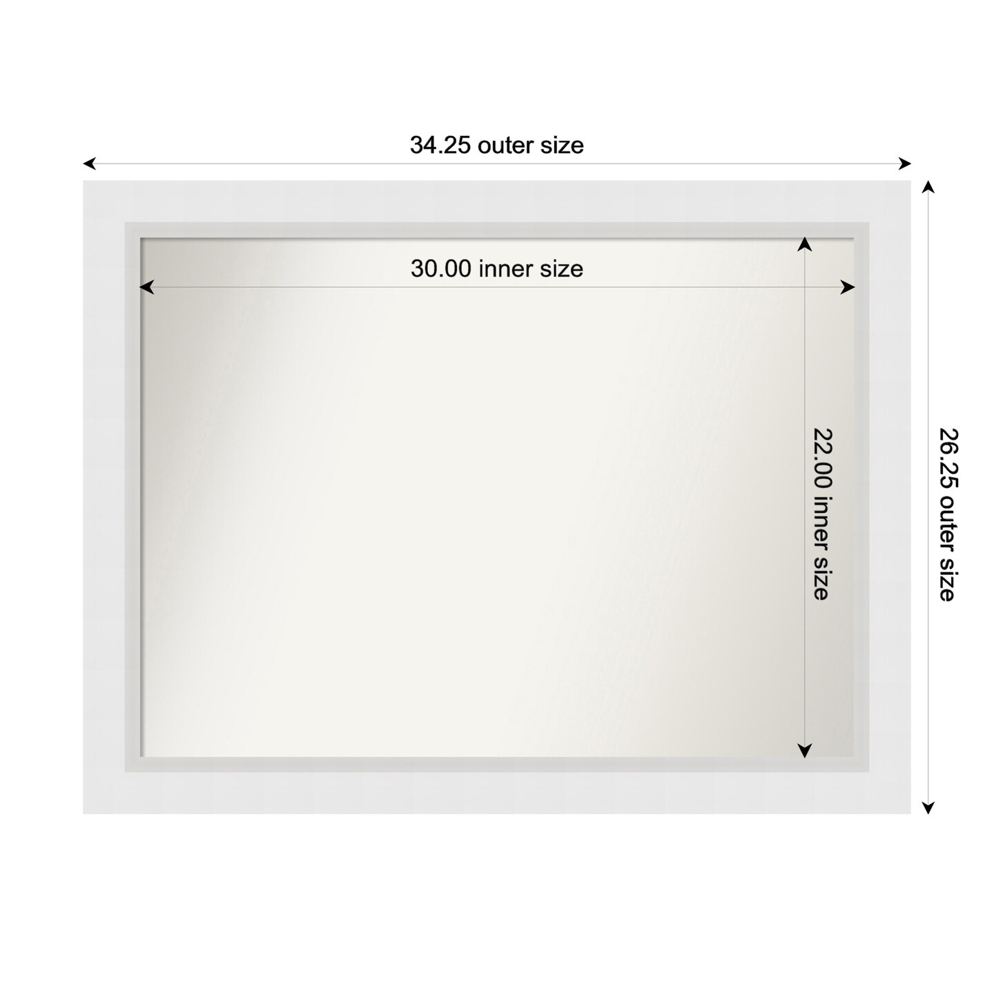 Blanco White Non-Beveled Custom Framed Bathroom Vanity Wall Mirror