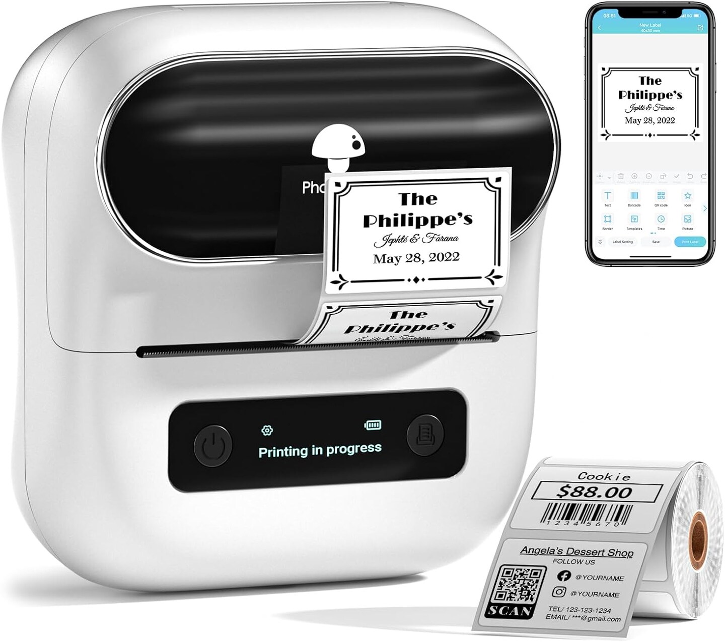 Phomemo®- M220 Portable Label Maker For Small Business | 3" Barcode / Sticker Maker Machine