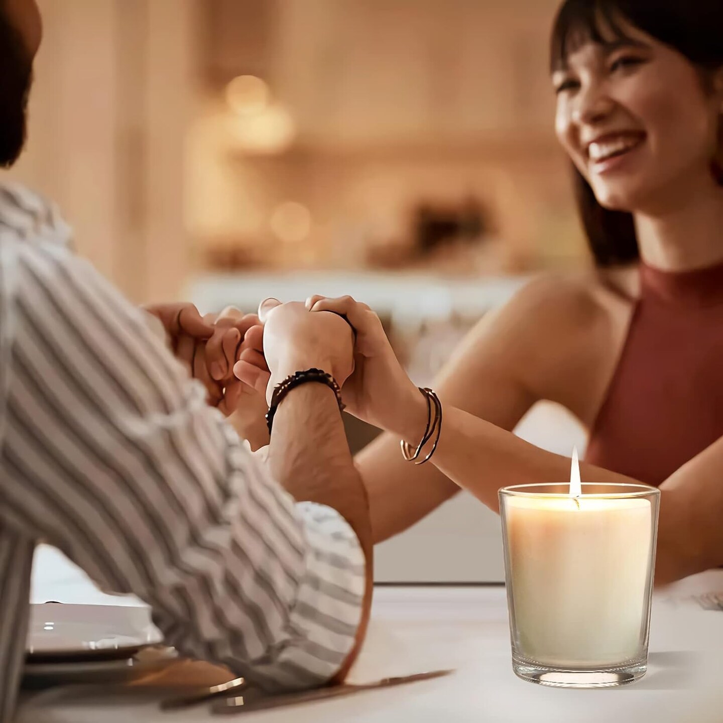 Thick Candle Jars for Making Candles 12 Pcs, 7 OZ Clear Empty Jars with Wood Lids for Spice Jars, Sample Container - Dishwasher Safe