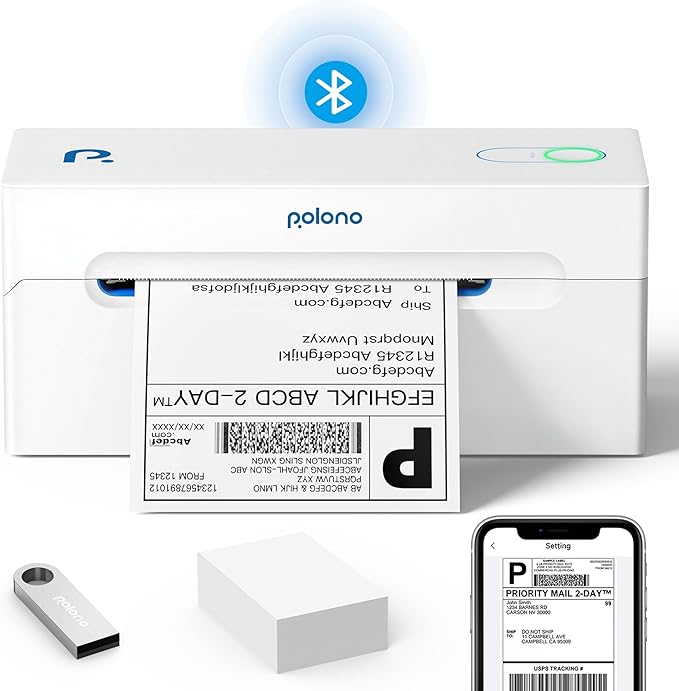 POLONO&#xAE; Bluetooth Thermal Shipping Label Printer | Wireless 4x6 Printer Shipping Label