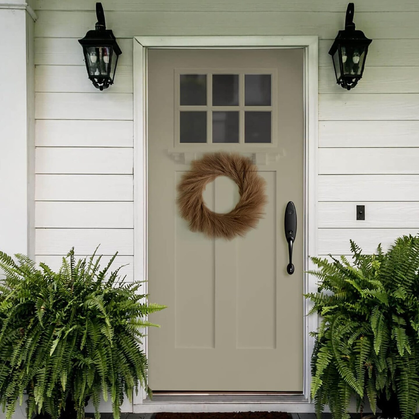 Celebrate the Season with Our 26" Faux Boho Pampas Grass Wreath: A Festive Front Door Statement Piece