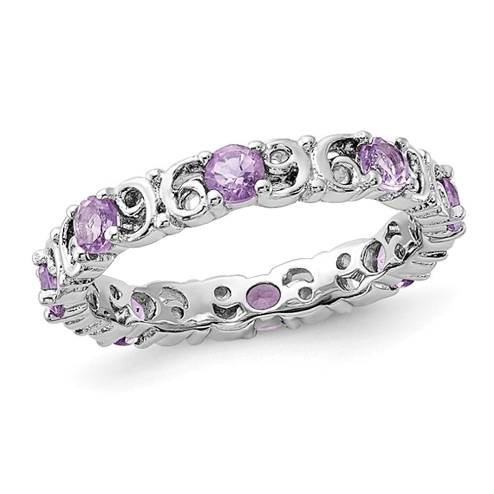 Gem And Harmony 4/5 Carat Amethyst Band Ring in Sterling Silver