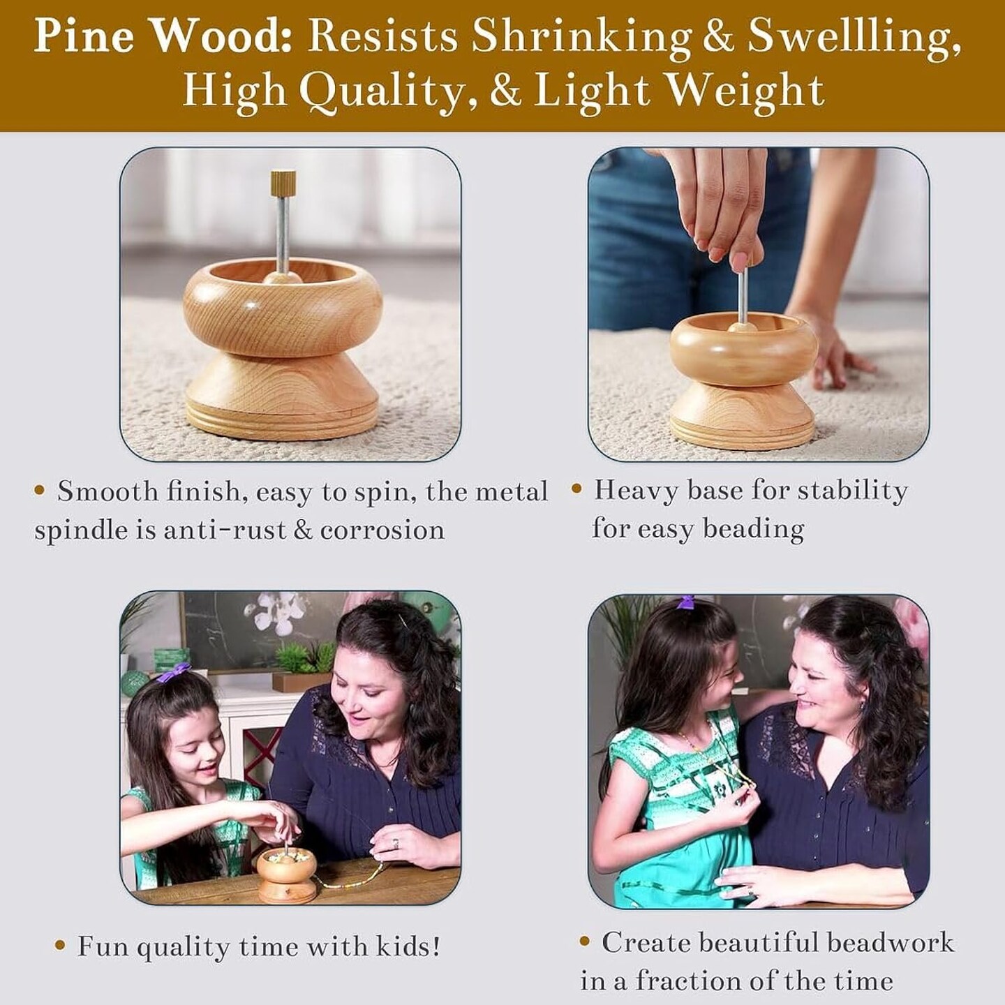 Shop Lc Seed Bead Spinner With Big Eye Beading Needle, Clay Bead Spinner Kit Waist Beads Kit For Jewelry Making Bracelet Maker Stringing Pinewood Wooden Crafting Gifts