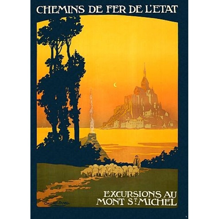 Chemins De Fer De Letat Mont St. Michel Travel Poster Print (18 X 24)