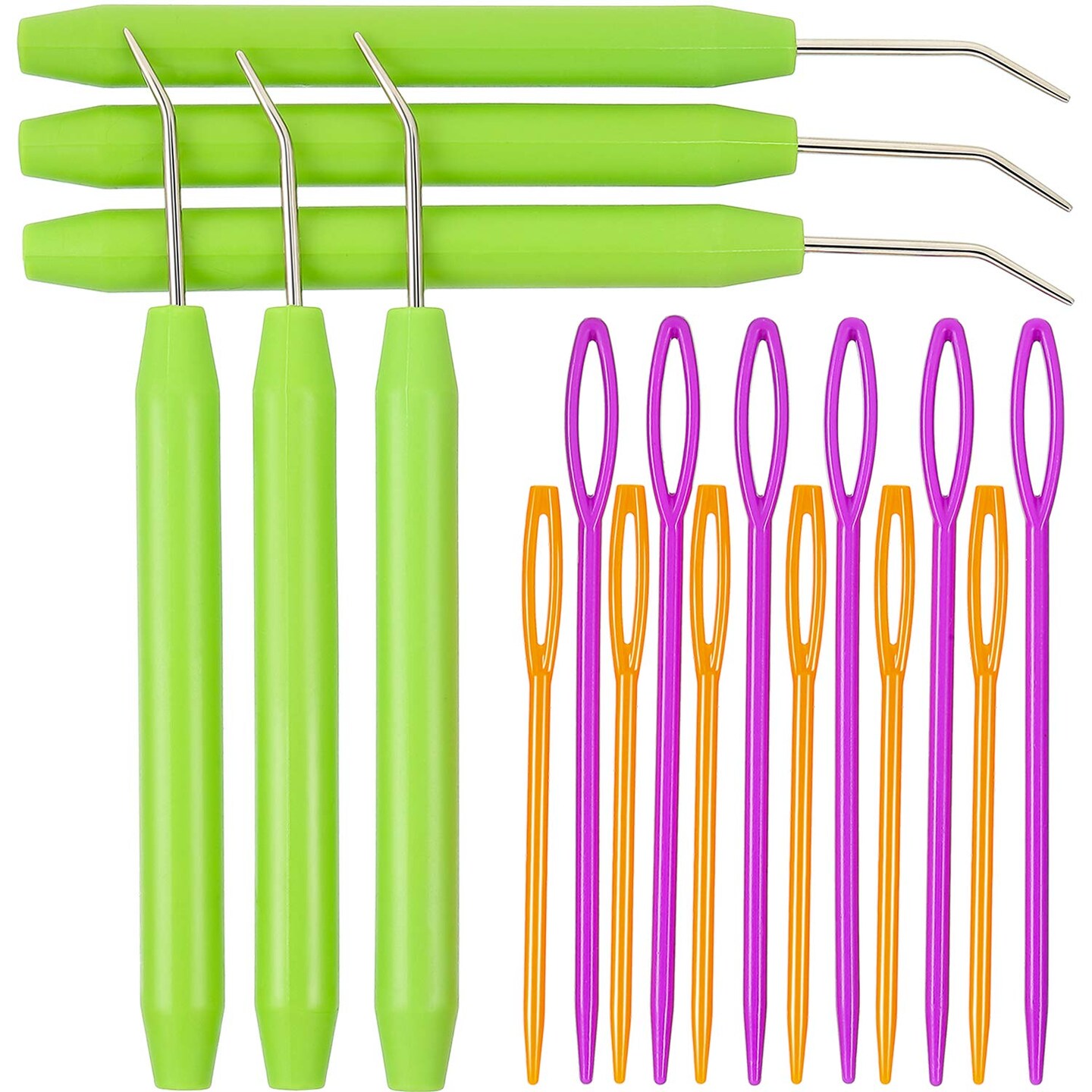 9 Pieces Knitting Loom Hook Crochet Needle Hook with Convenient Rubber Handles and Large Eye Plastic Sewing Needles for Knifty Knitting Knitter Crafts