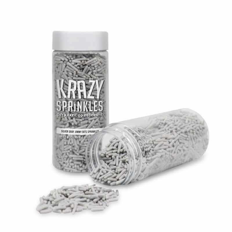 Krazy Sprinkles - Silver Gray Jimmies Edible Sprinkles (1/2 Cup 1x Jar)