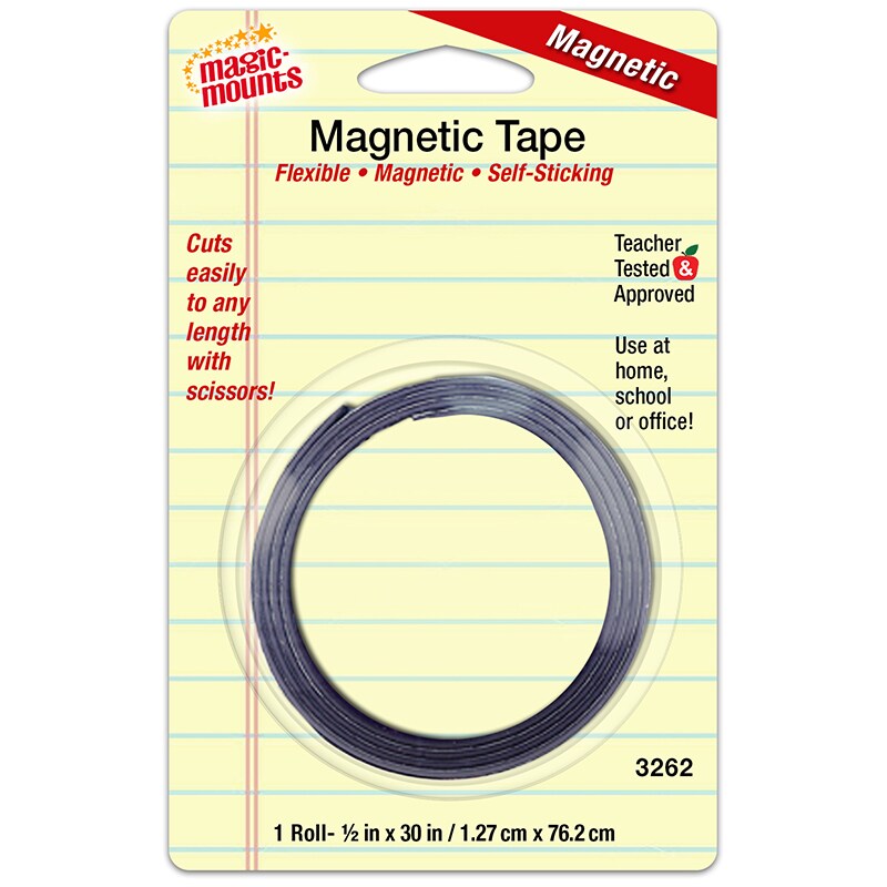 Self-Sticking Magnetic Tape Roll, 1/2&#x22; x 30&#x22;