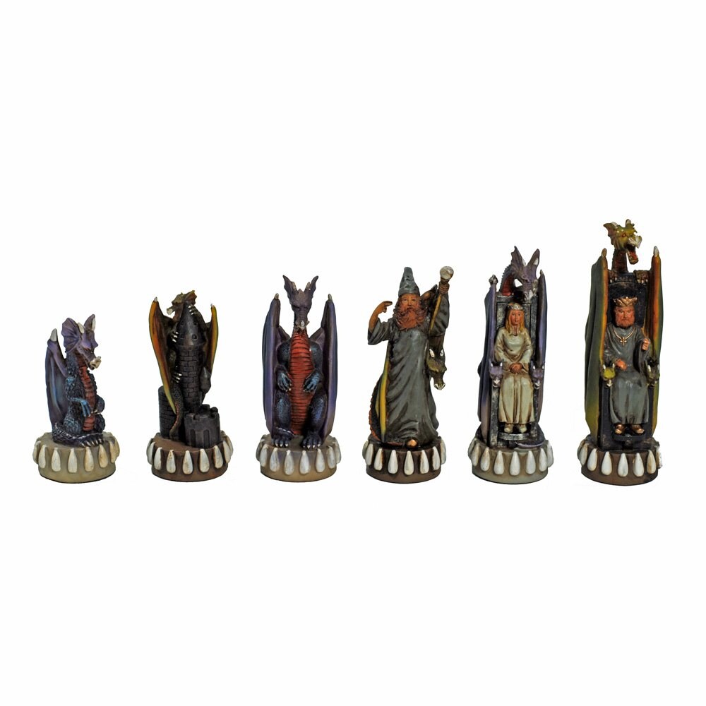 WE Games Hand Painted Dragon Themed Chess Pieces with 4.7 in. King.