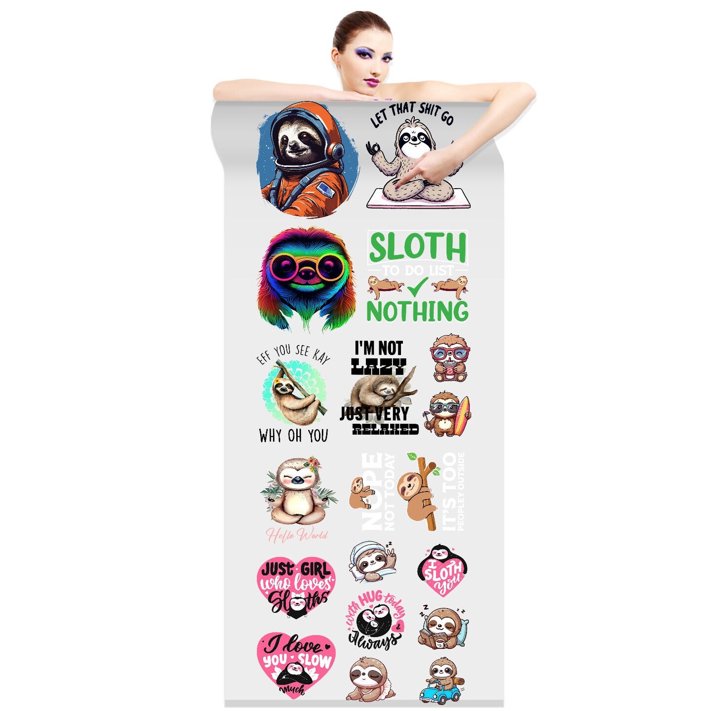 Sloth Lovers Direct-to-Film DTF Transfer Gang Sheets - 22x60