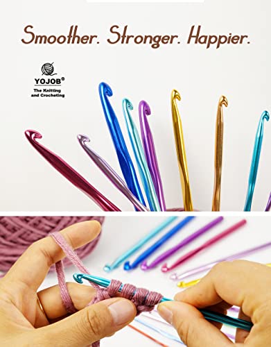 14 Sizes Crochet Hooks Kit, Super Smooth Crochet Hook Needle for Beginners or Advanced (Coffee)