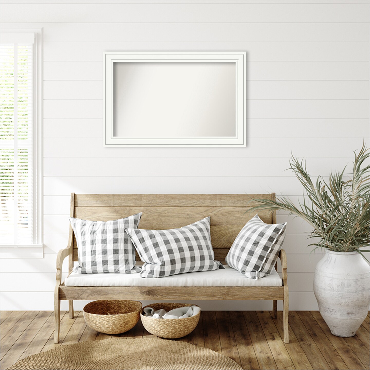 Craftsman White Non-Beveled Custom Framed Bathroom Vanity Wall Mirror