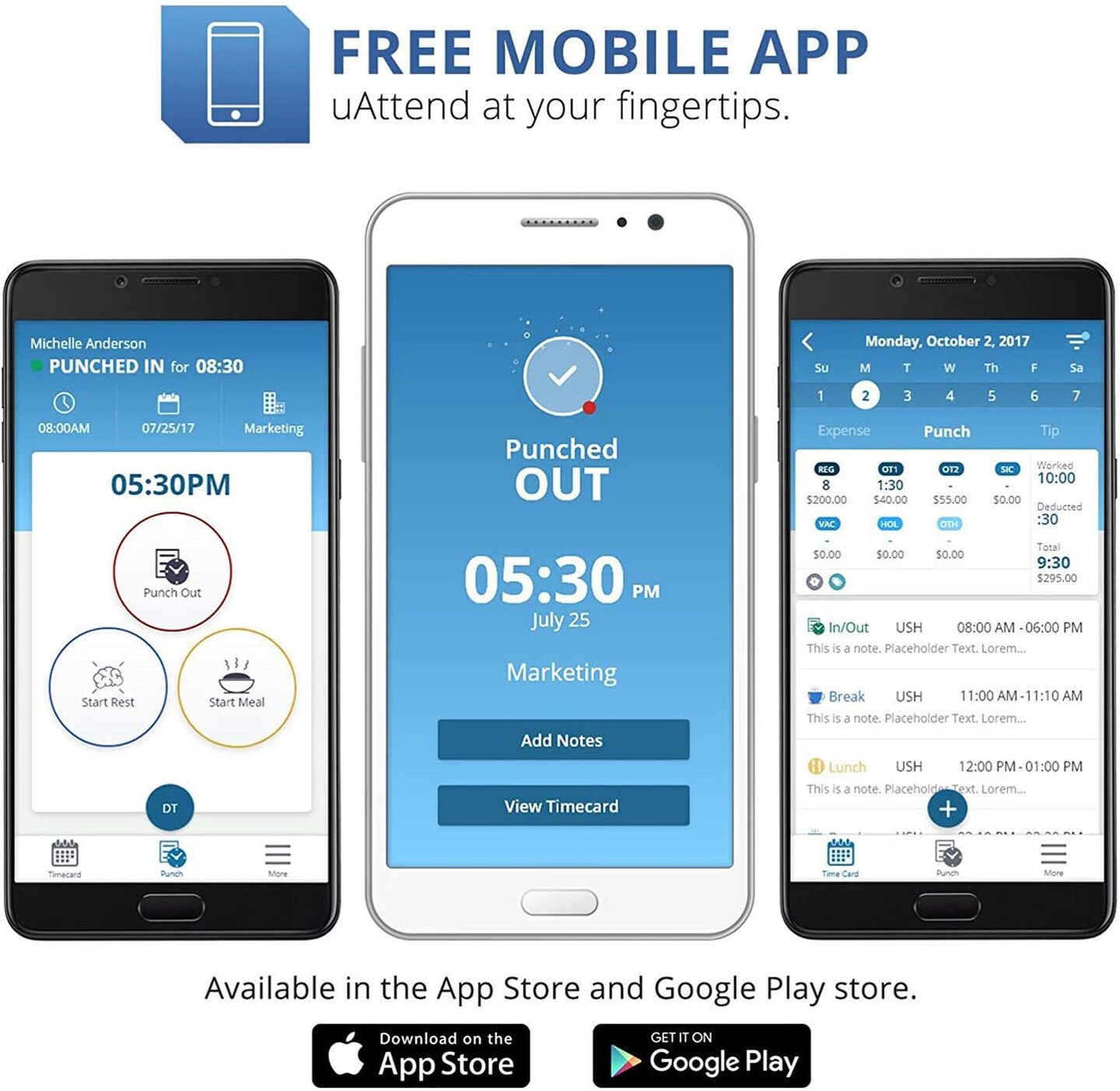 uAttend® Cloud Connected Touchscreen Time Clock with Finger Scan