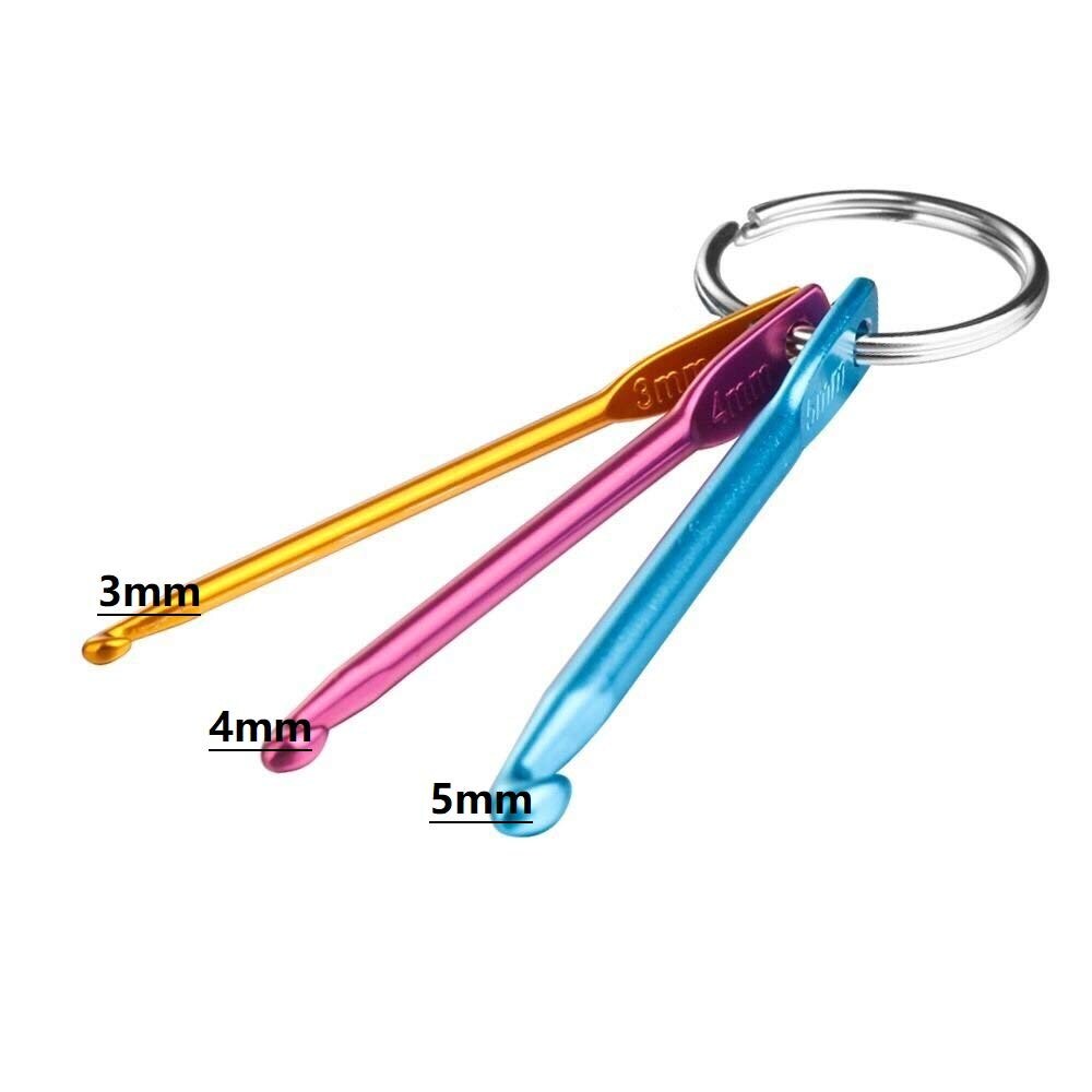 4 Sets Mini Keychain Aluminum Crochet Hooks Knitting Needles 3 Sizes/Set (3mm,4mm,5mm)