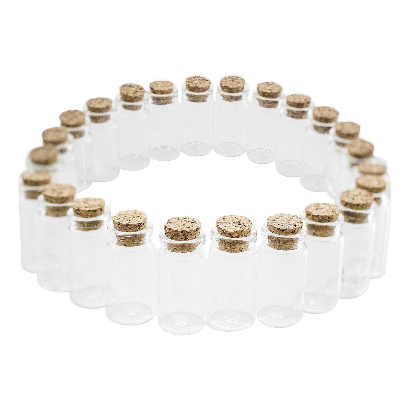 24 Pieces Mini Clear Glass Jars Bottles with Cork Stoppers for Arts & Crafts, Projects, Decoration, Party Favors - Size: 1-1/2" Tall X 3/4 Inches Diameter