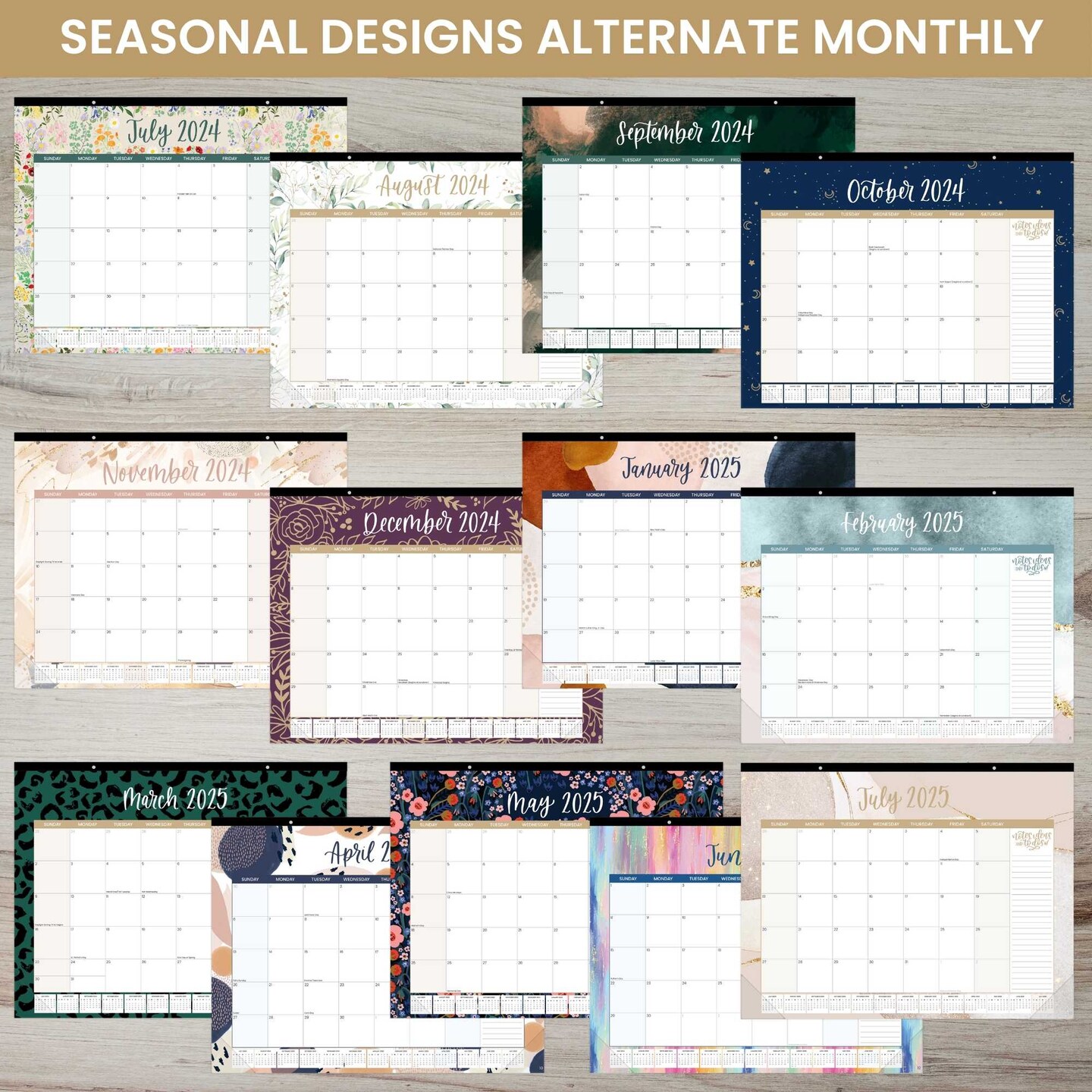 bloom daily planners 2024-25 Desk &#x26; Wall Calendar, 16&#x22; x 21&#x22;, Seasonal