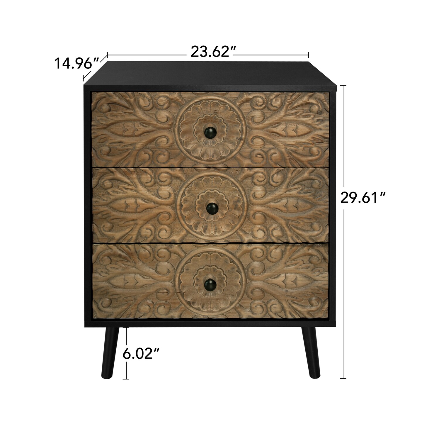 Hand-Carved 3-Drawer Cabinet - 46.83 | Elevate Your Space