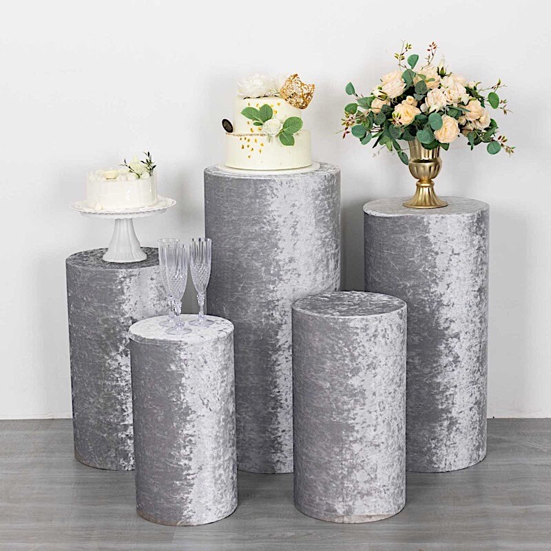 5 Cylinder Pedestal Crushed Velvet Display STAND COVERS