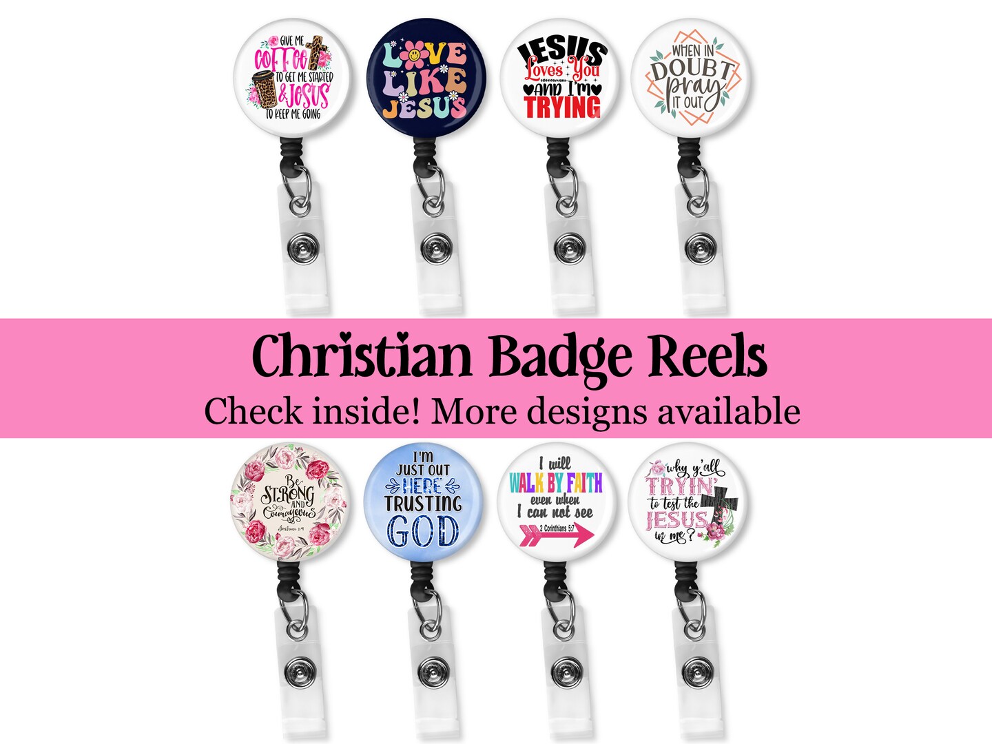 Christian Retractable Badge Reel, Your Choice of Design on a Belt Clip ...