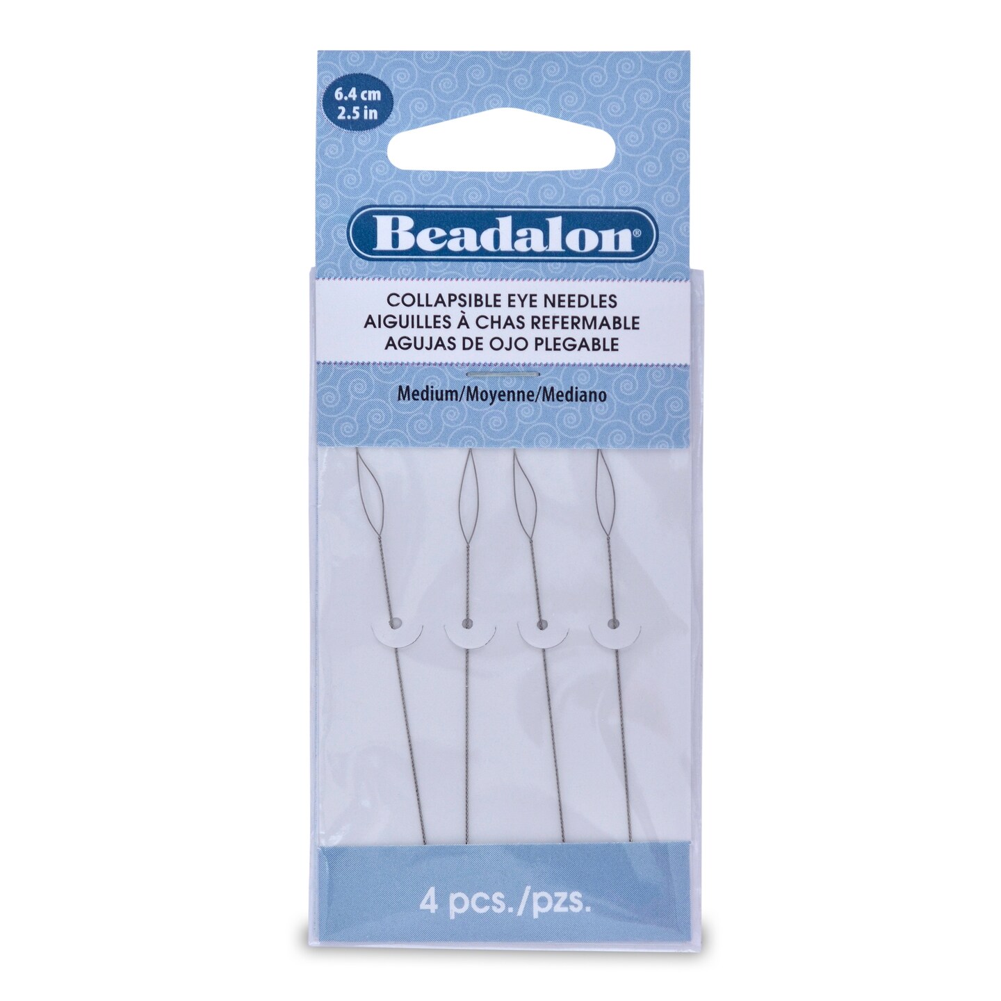 Beadalon Collapsible Eye Needles 2.5&#x22; 4/Pkg-Medium