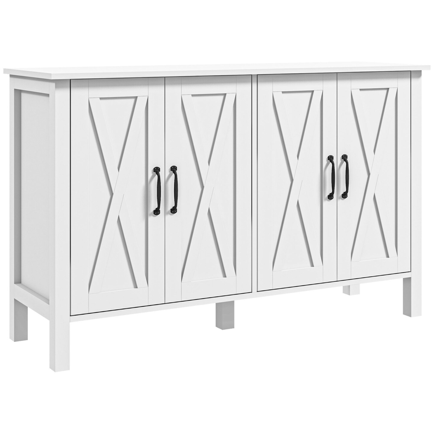 Rustic White Buffet Cabinet with Barn Doors - 66.66 | Organize in Style