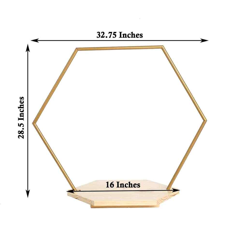 Gold 28 in Geometric Hexagon Wood Metal Arch Cake Display