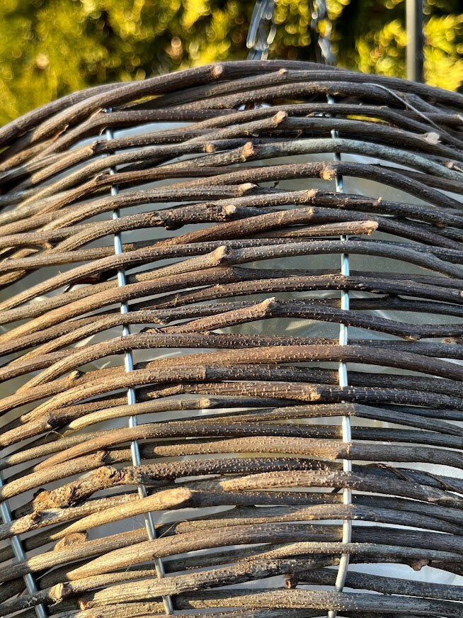 14&#x22; WICKER WOOD Hanging Woven Basket