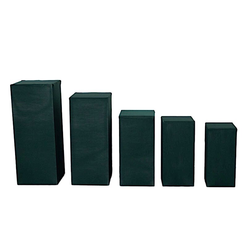 5 Rectangular Pedestal Fitted Spandex Display STAND COVERS Set