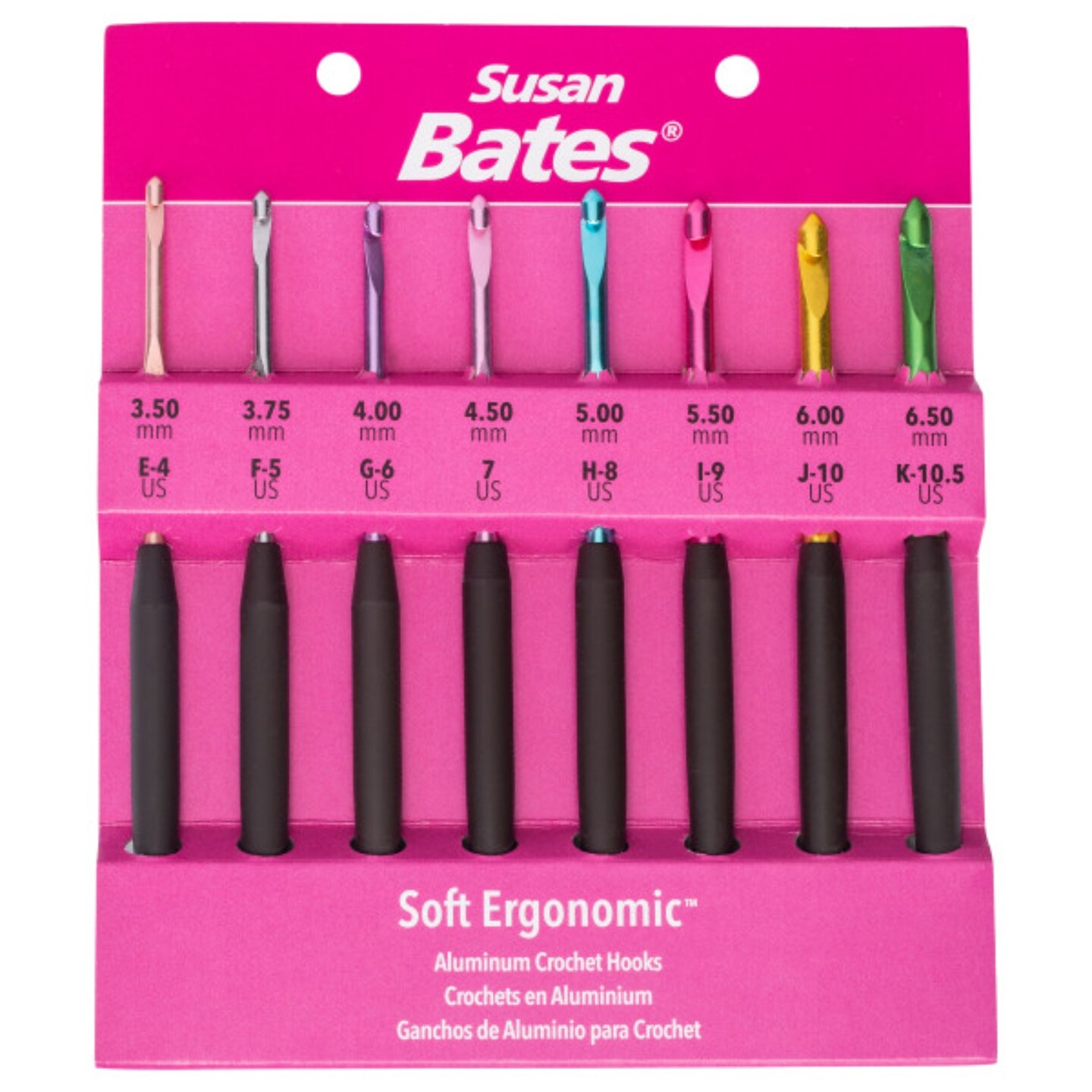 Susan Bates Silvalume Soft Ergonomic Crochet Hook Set-Sizes E4/3.5mm To K10.5/6.5mm