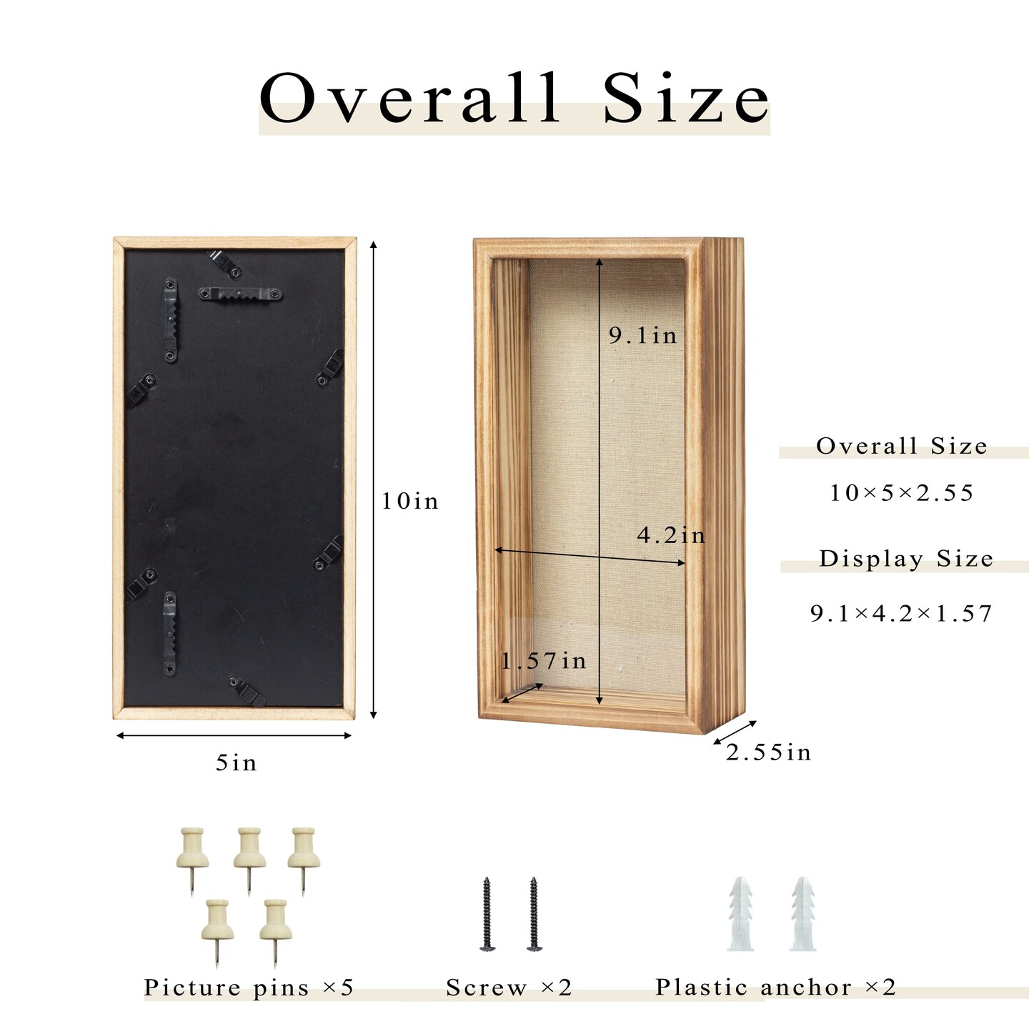 Increased Fire Shadow Box Frame 5x10 Shadow Box Display Case with Linen Back of Awards Memorabilia Flower, Pictures, Keepsakes&#x3001;Bouquet&#x3001;Medals and More Photos Memory Box long skinny