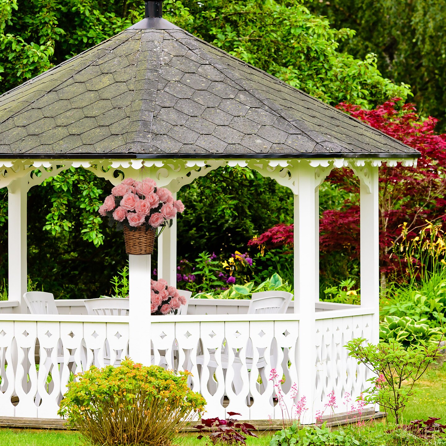 6-Pack: Pink Rose Bush with 7 Lifelike Silk Flowers & Foliage - Perfect for Bouquets, Floral Arrangements & Home Decor - Floral Home by Artificial Flowers