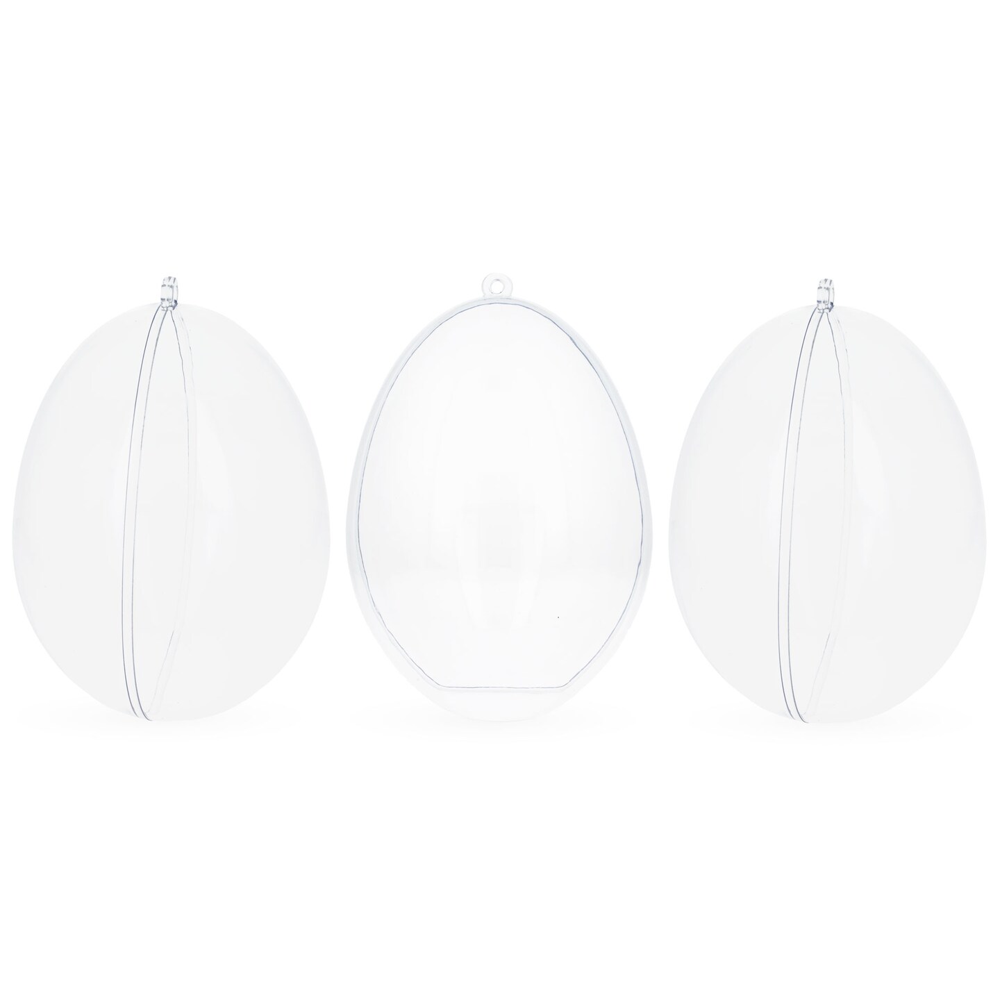 Set of 3 Clear Plastic Egg Ornaments 5.9 Inches (150 mm)