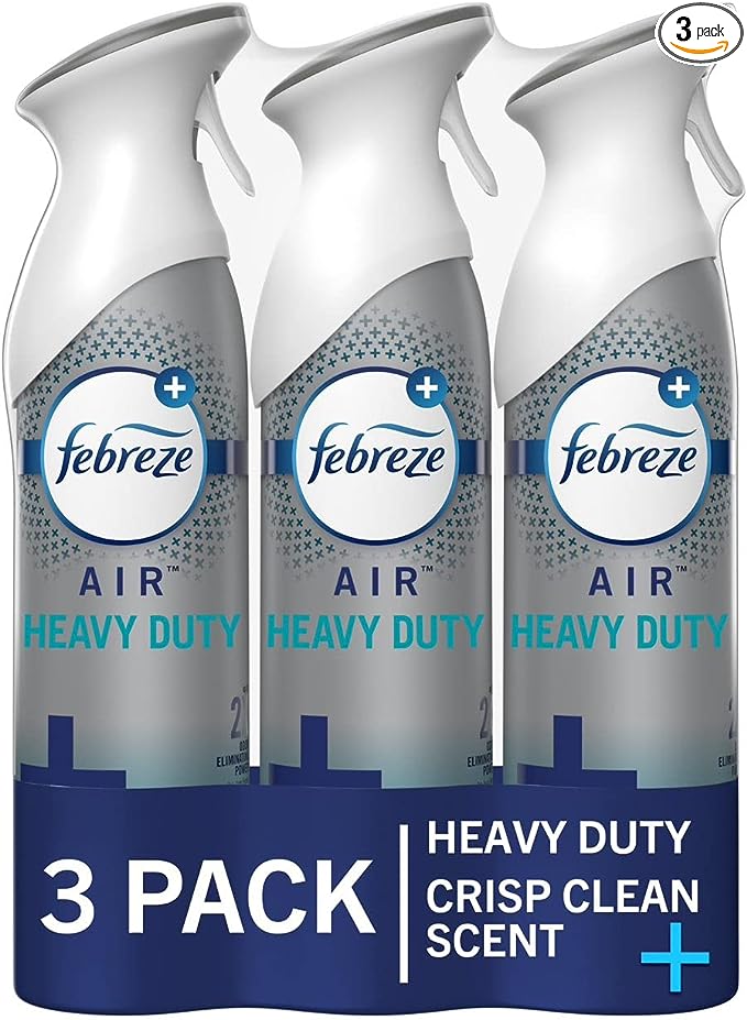 Febreze&#xAE; - Air Freshener Spray/Deodorizer Odor Fighter Spray For Strong Odors, Heavy Duty Crisp Clean Scent, 8.8 Oz (Pack of 3), Bathroom Air Refresher
